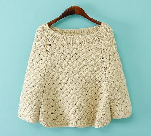 2014 Style Women/girl Pullover Top Kint Sweatet With Handmade Hook Flower-simple But Elegant Style